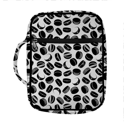 Hockey Puck Pattern Print Front Pocket Bible Bag