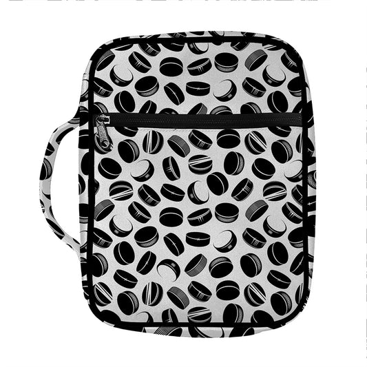 Hockey Puck Pattern Print Front Pocket Bible Bag
