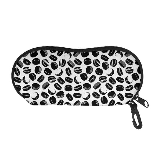 Hockey Puck Pattern Print Glasses Case