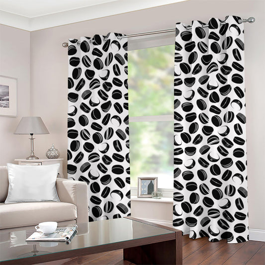 Hockey Puck Pattern Print Grommet Curtains