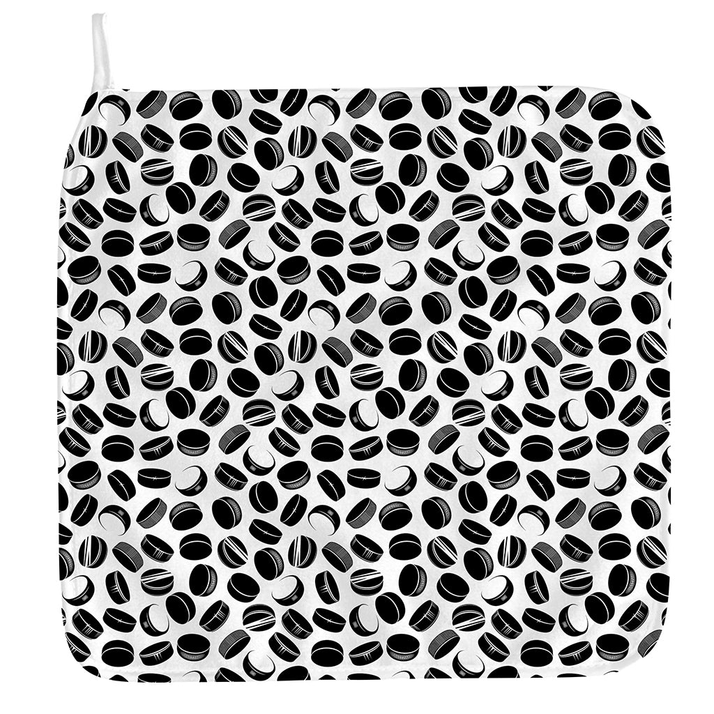 Hockey Puck Pattern Print Hand Towel