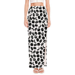Hockey Puck Pattern Print High Slit Maxi Skirt