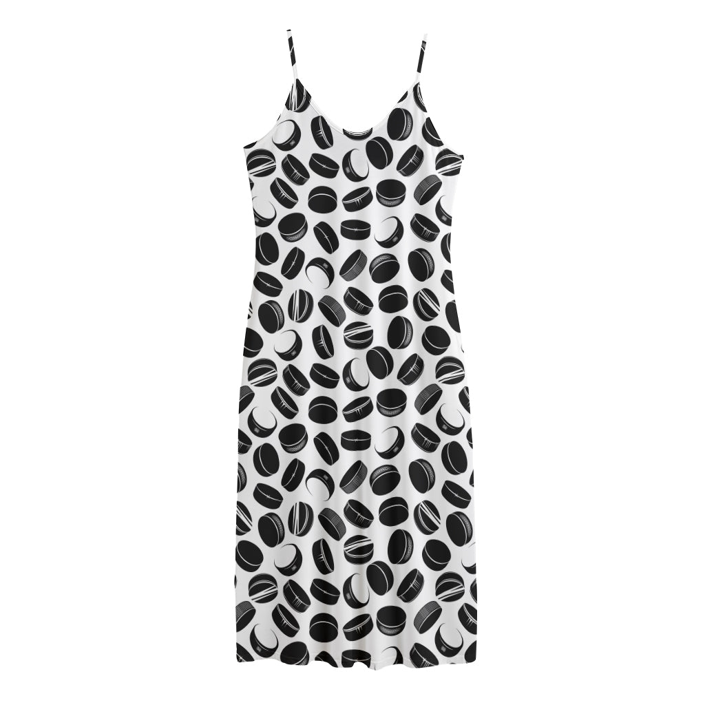Hockey Puck Pattern Print Jersey Midi Cami Dress