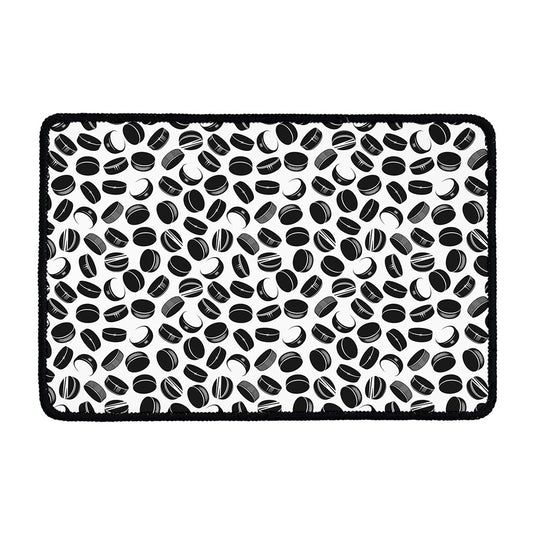 Hockey Puck Pattern Print Kitchen Mat