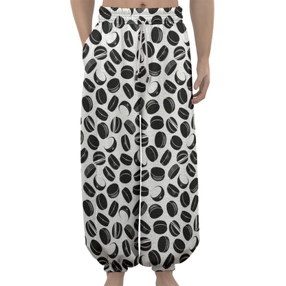 Hockey Puck Pattern Print Lantern Pants