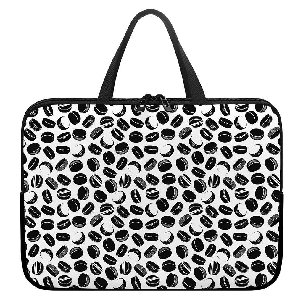 Hockey Puck Pattern Print Laptop Sleeve With Handle