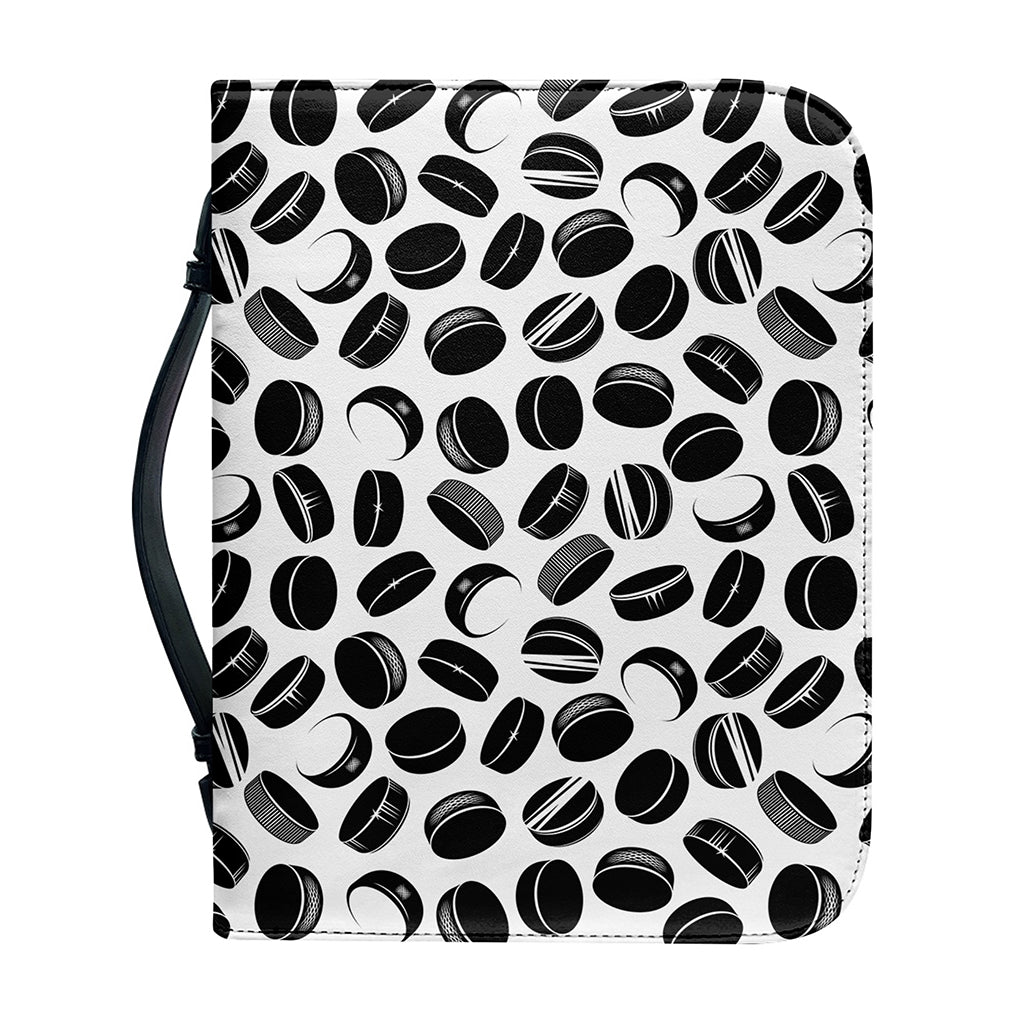 Hockey Puck Pattern Print Leather Bible Cover