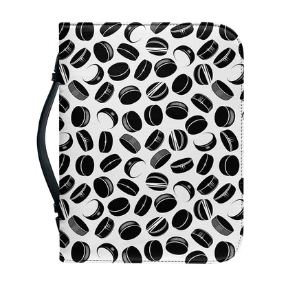Hockey Puck Pattern Print Leather Bible Cover