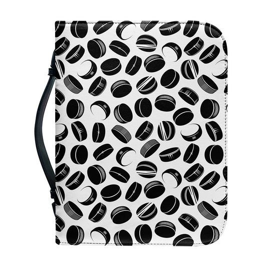 Hockey Puck Pattern Print Leather Bible Cover
