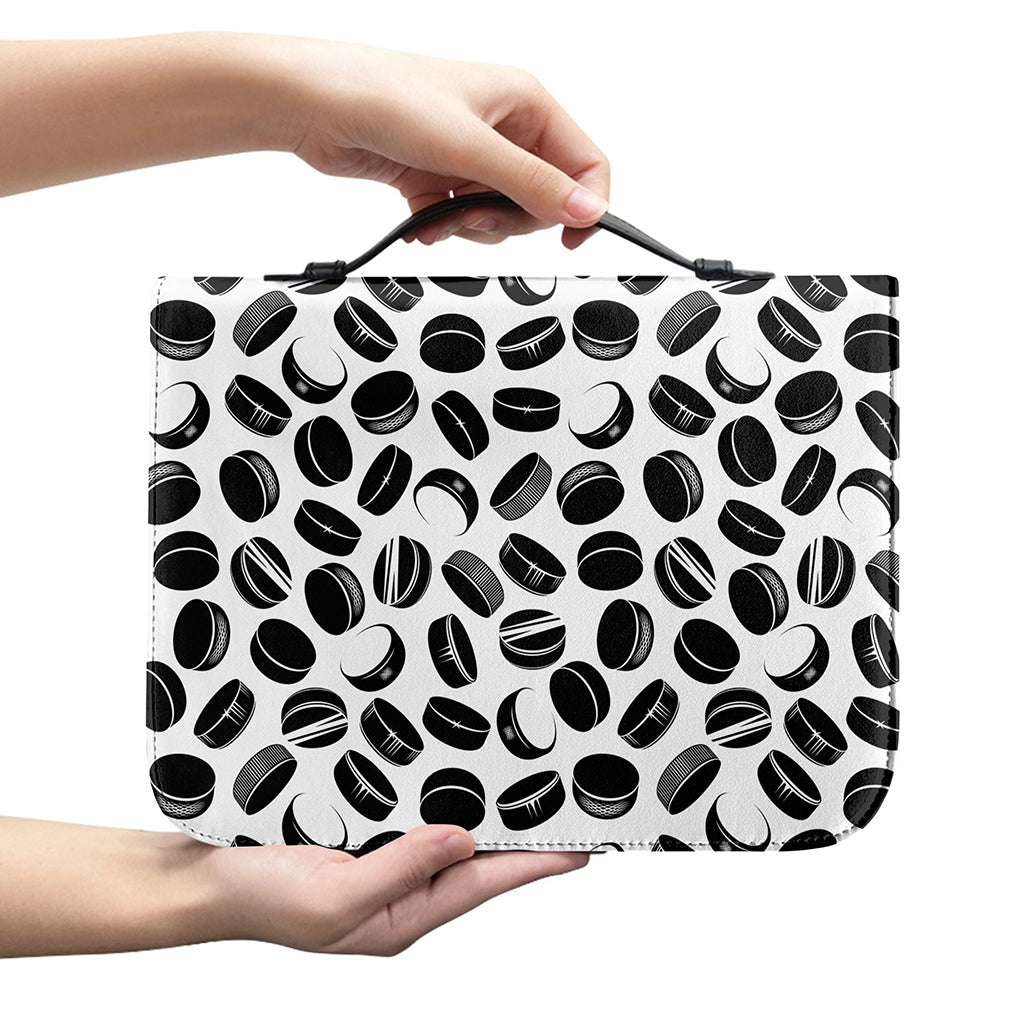 Hockey Puck Pattern Print Leather Bible Cover