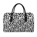 Hockey Puck Pattern Print Leather Duffel Bag