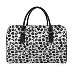 Hockey Puck Pattern Print Leather Duffle Bag