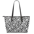 Hockey Puck Pattern Print Leather Tote Bag With Zipper