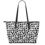 Hockey Puck Pattern Print Leather Tote Bag