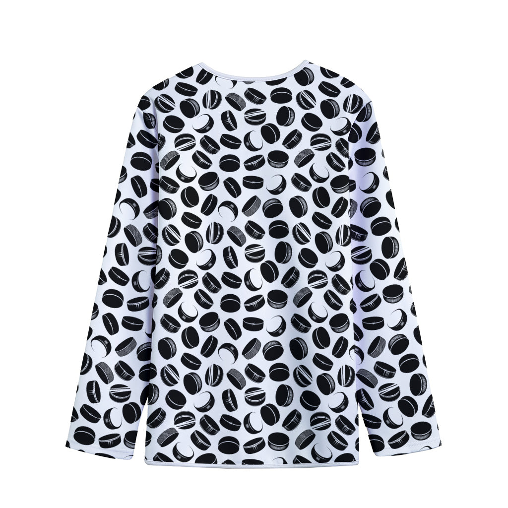 Hockey Puck Pattern Print Long Sleeve Short Coat