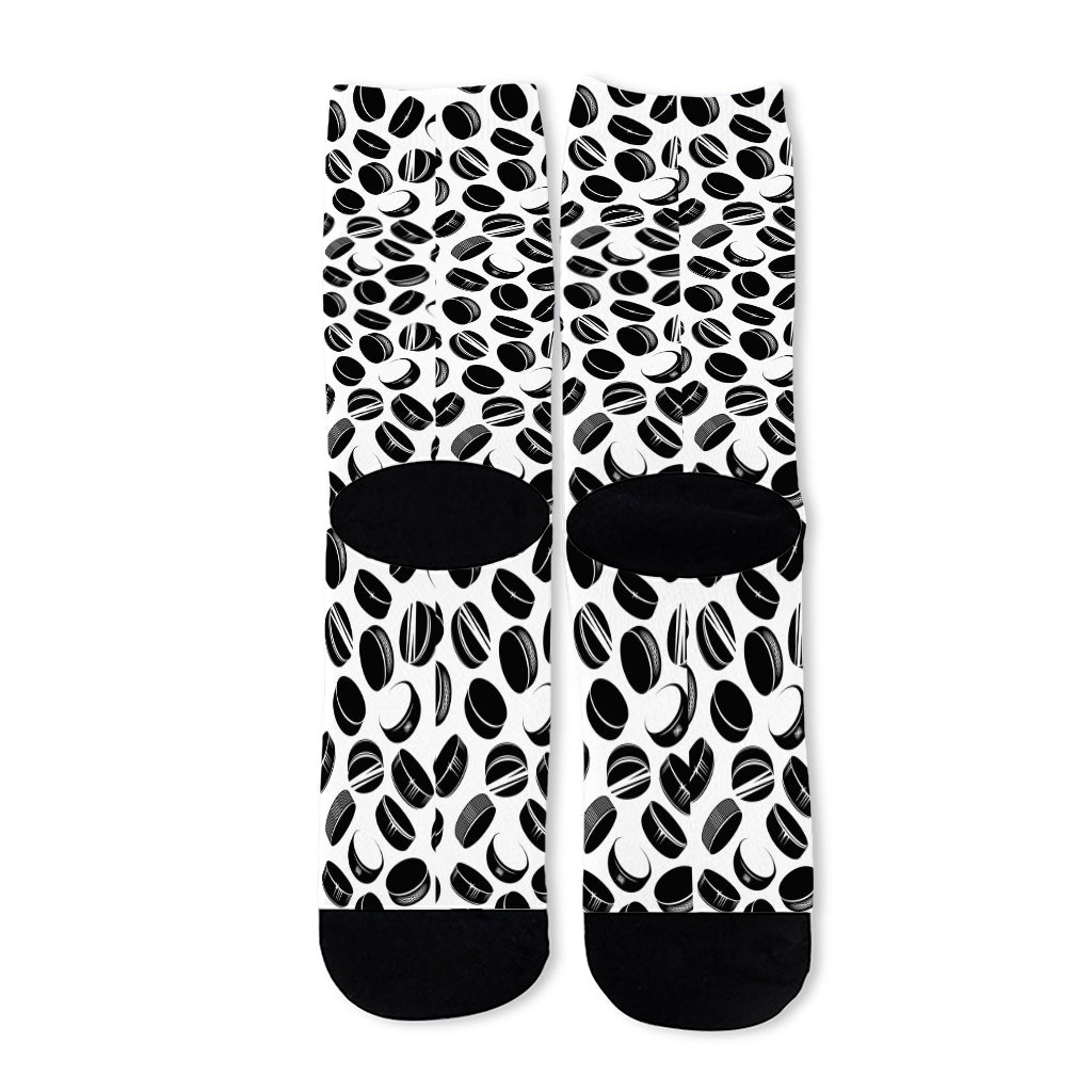 Hockey Puck Pattern Print Long Socks