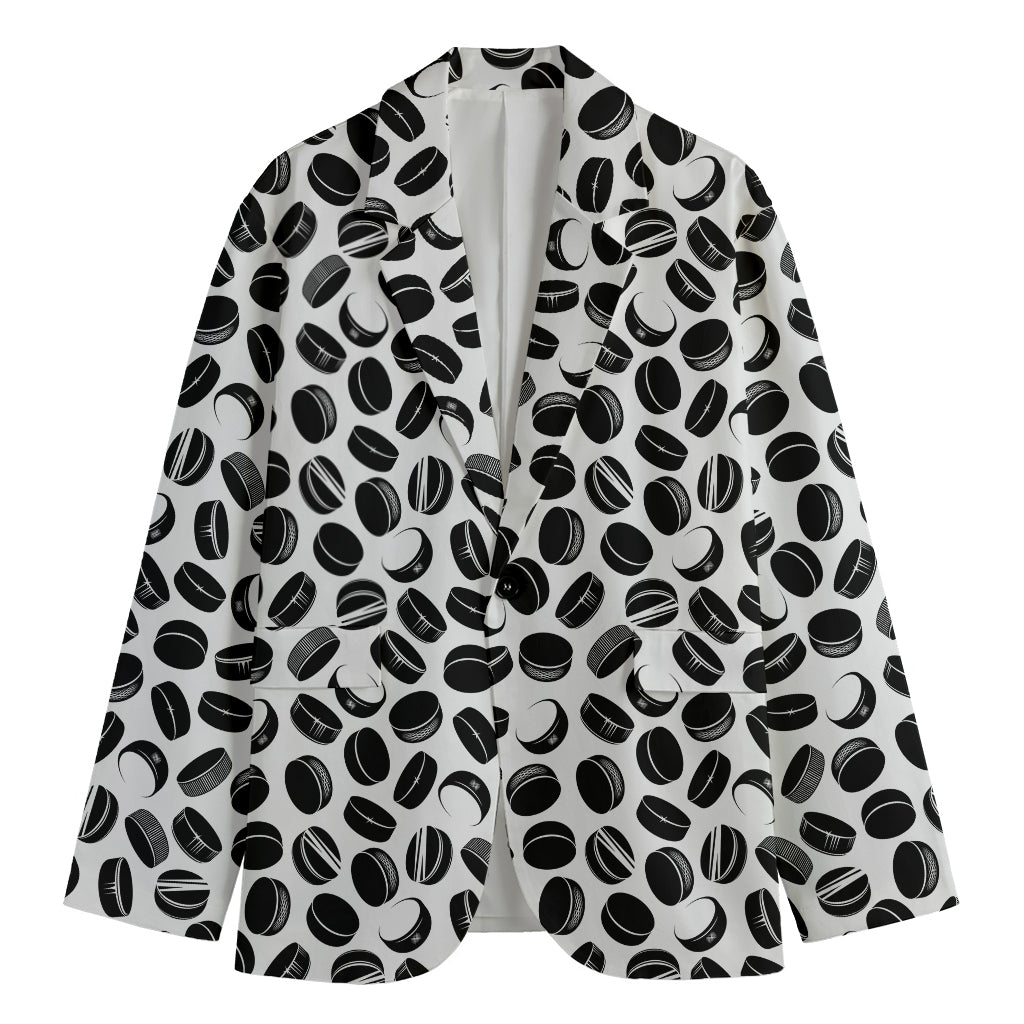 Hockey Puck Pattern Print Men's Blazer