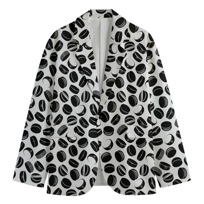 Hockey Puck Pattern Print Men's Cotton Blazer