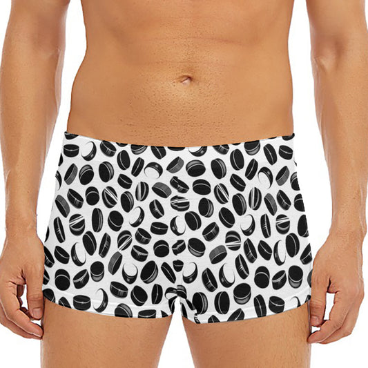 Hockey Puck Pattern Print Men's Short Boxer Briefs