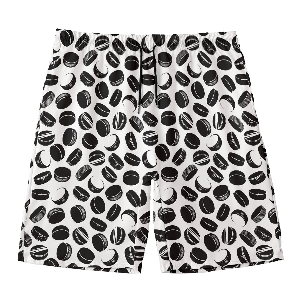 Hockey Puck Pattern Print Men's Swim Trunks
