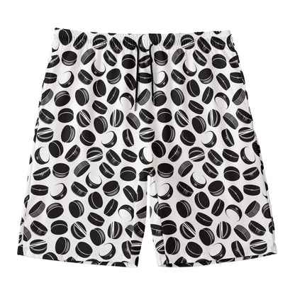 Hockey Puck Pattern Print Men's Swim Trunks
