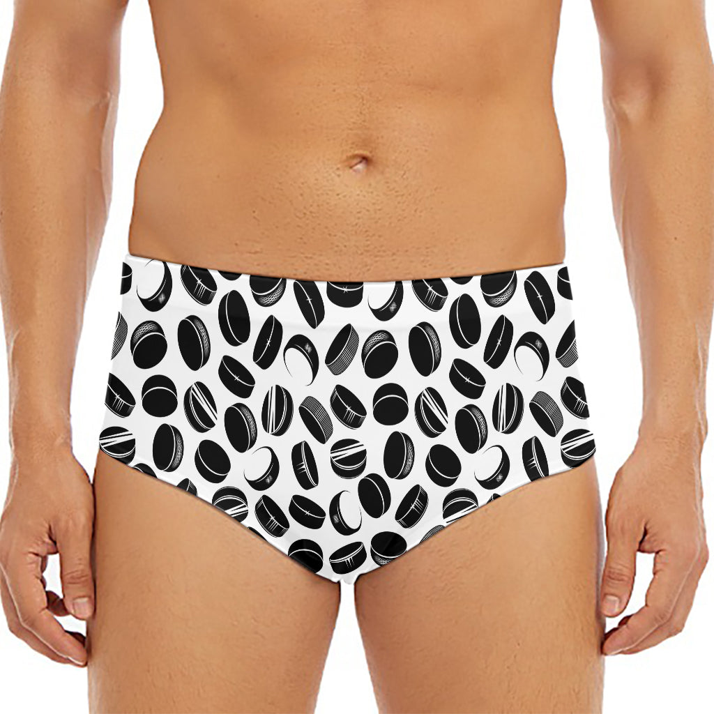 Hockey Puck Pattern Print Men's Triangle Swim Briefs