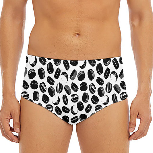 Hockey Puck Pattern Print Men's Triangle Swim Briefs
