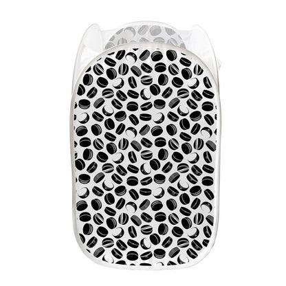 Hockey Puck Pattern Print Mesh Laundry Hamper