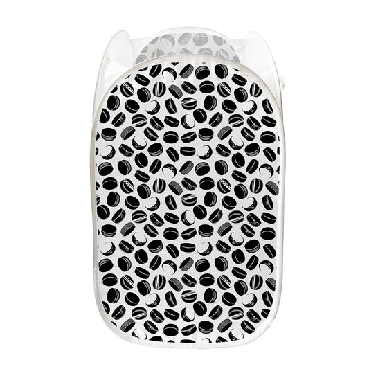 Hockey Puck Pattern Print Mesh Laundry Hamper