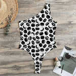 Hockey Puck Pattern Print One Shoulder Bodysuit