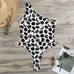 Hockey Puck Pattern Print One Shoulder Bodysuit