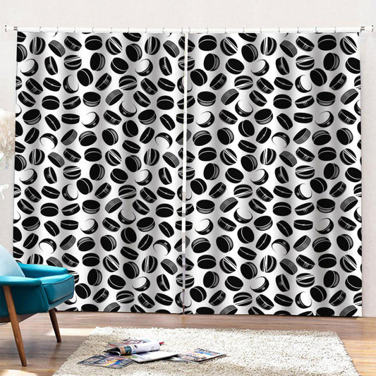Hockey Puck Pattern Print Pencil Pleat Curtains
