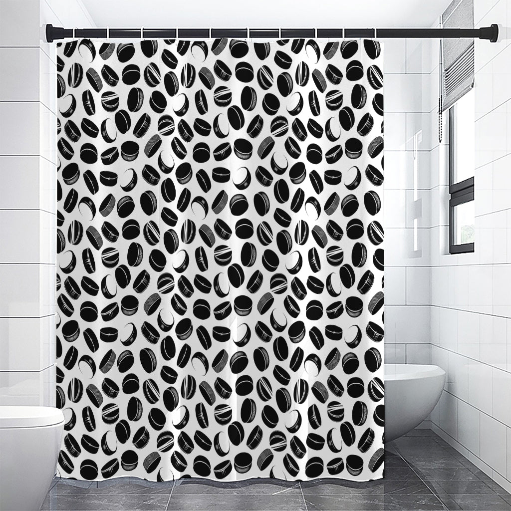 Hockey Puck Pattern Print Premium Shower Curtain