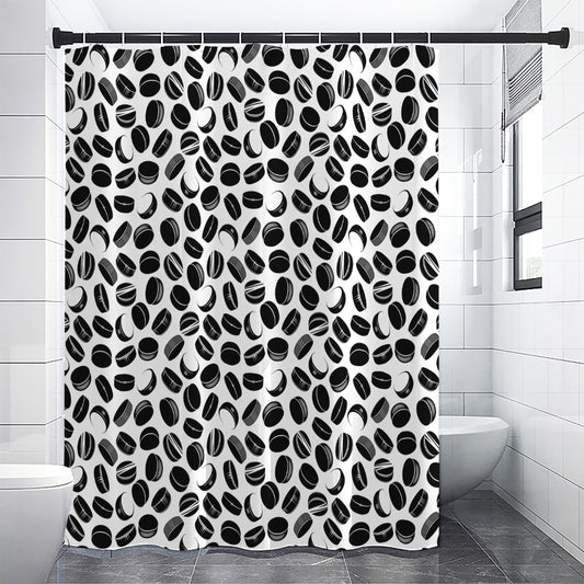 Hockey Puck Pattern Print Premium Shower Curtain