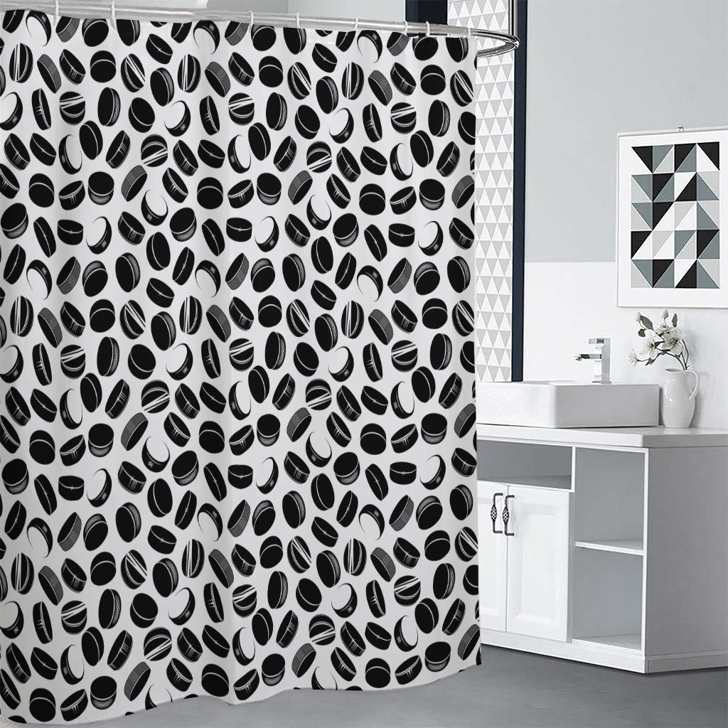 Hockey Puck Pattern Print Premium Shower Curtain