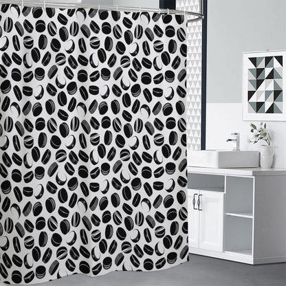 Hockey Puck Pattern Print Premium Shower Curtain