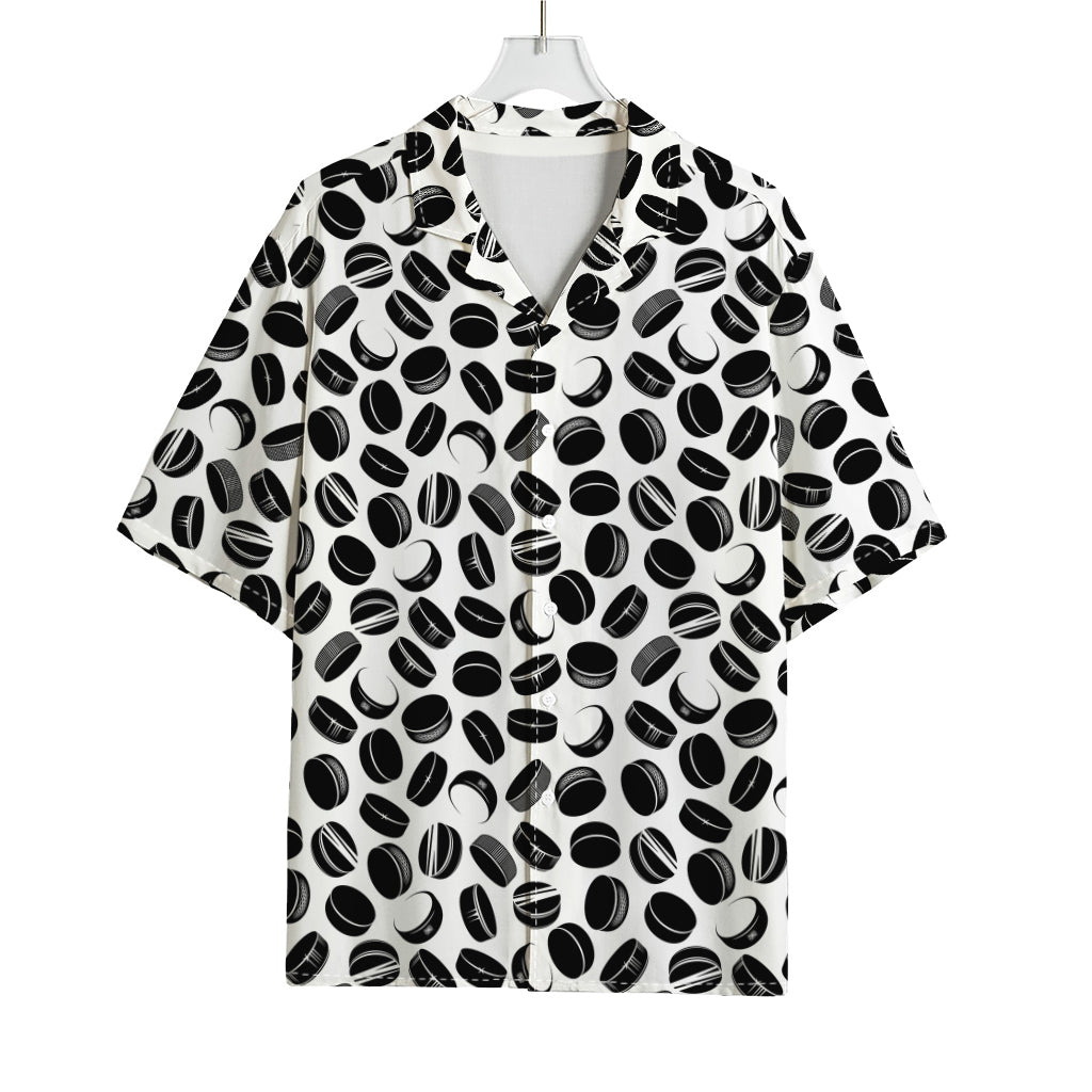 Hockey Puck Pattern Print Rayon Hawaiian Shirt