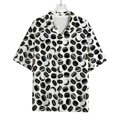 Hockey Puck Pattern Print Rayon Hawaiian Shirt