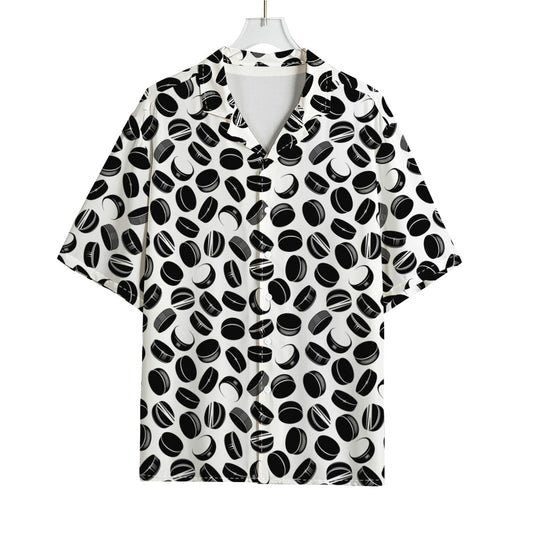 Hockey Puck Pattern Print Rayon Hawaiian Shirt