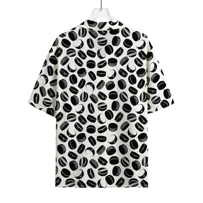 Hockey Puck Pattern Print Rayon Hawaiian Shirt