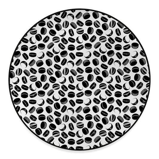 Hockey Puck Pattern Print Round Floor Mat