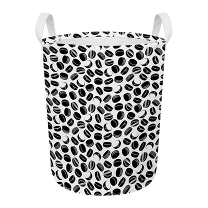 Hockey Puck Pattern Print Round Laundry Basket