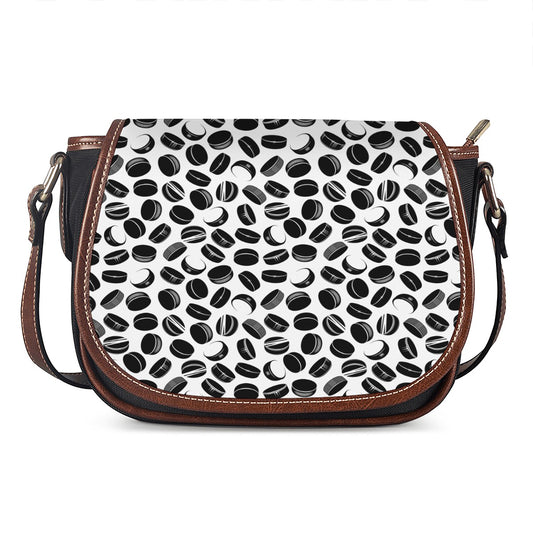 Hockey Puck Pattern Print Saddle Bag