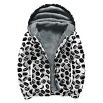 Hockey Puck Pattern Print Sherpa Lined Zip Up Hoodie