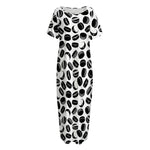 Hockey Puck Pattern Print Short Sleeve Long Nightdress