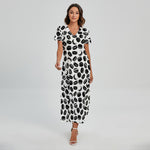 Hockey Puck Pattern Print Short Sleeve Maxi Dress