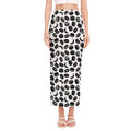 Hockey Puck Pattern Print Side Slit Maxi Skirt