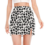 Hockey Puck Pattern Print Side Slit Mini Skirt