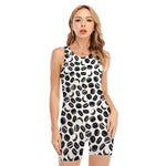 Hockey Puck Pattern Print Sleeveless One Piece Swimsuit