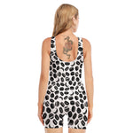Hockey Puck Pattern Print Sleeveless One Piece Swimsuit
